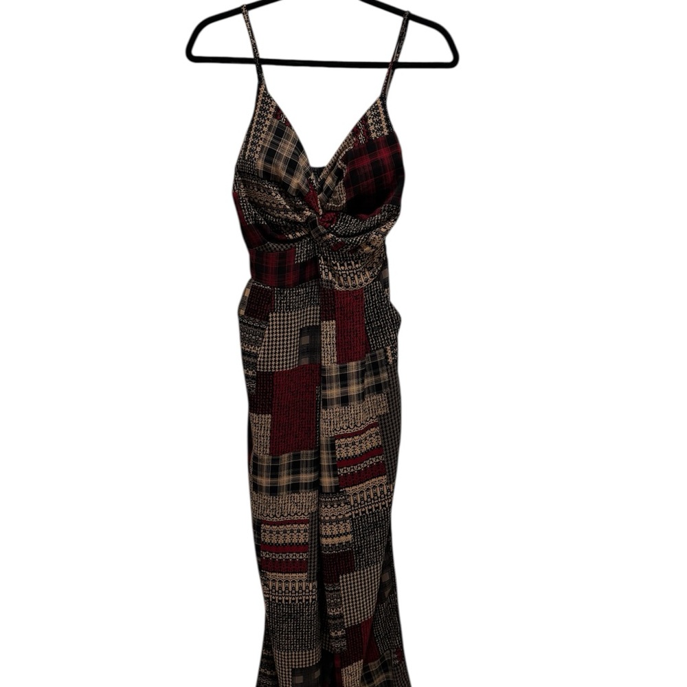 Brown Ruched Wrap Jumpsuit